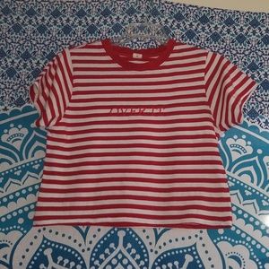 LIKE NEW Red and White Striped "OVER IT" Crop Top!